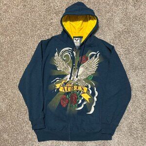 Ed Hardy Men's Navy and Blue Hoodie